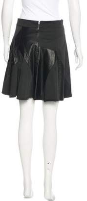 Alice + Olivia Leather-Paneled Mini Skirt