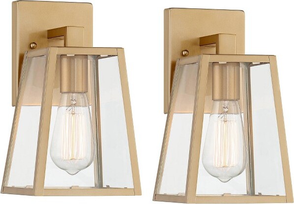 John Timberland JohnTimberlandArringtonModernOutdoorWallLightFixturesSetof2SoftGoldMetal103/4\