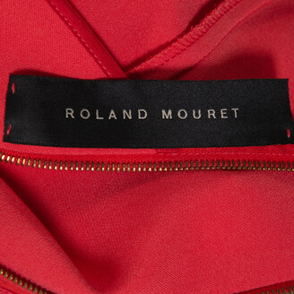 Roland Mouret Red Crepe Cowl Neck Knee Length Dress S