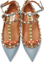 Thumbnail for your product : Valentino Blue Caged Rockstud Ballerina Flats
