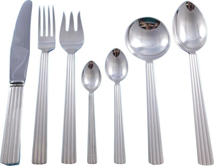 Georg Jensen Bernadotte By Sterling Silver Flatware Set Service 87 Pcs Luncheon