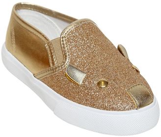 Little Marc Jacobs Glittered Leather Slip-On Sneakers