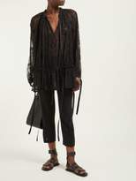 Thumbnail for your product : Ann Demeulemeester Floral-jacquard Panelled Wool Trousers - Womens - Black