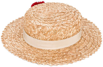 Eugenia Kim Brigette pom-pom boater hat - women - Cotton/Straw - One Size