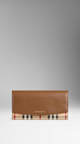 Thumbnail for your product : Burberry Leather and Haymarket Check Continental Wallet