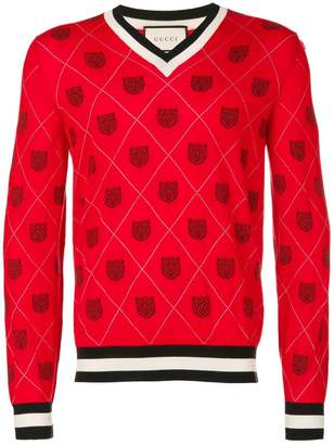 Gucci Tiger argyle sweater