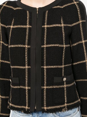 Chanel Pre Owned 1990s Checkered Collarless Lamé Tweed Jacket