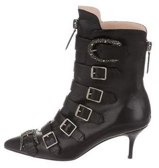 Gucci Dionysus Pointed-Toe Ankle Boots