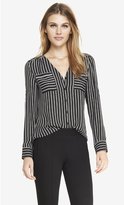 Thumbnail for your product : Express Striped Gathered V-Neck Blouse