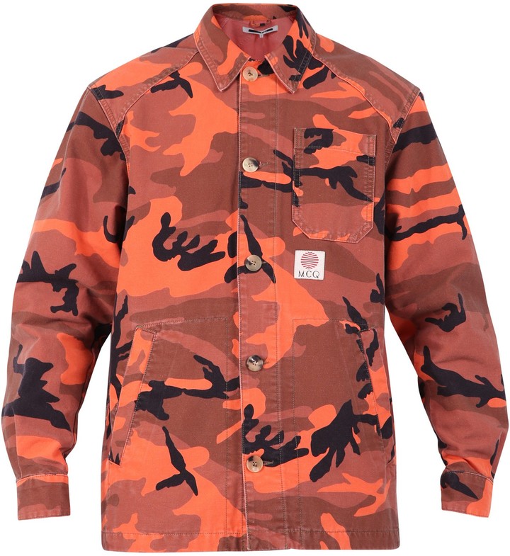 orange camo denim jacket