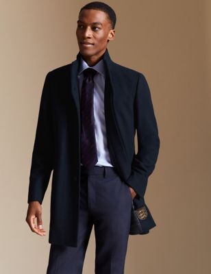 Mens Wool Funnel Neck Coat | ShopStyle UK