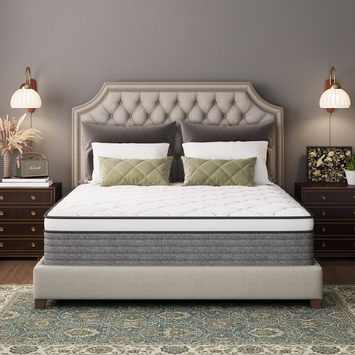 EGOHOME StarryRest Full Mattress, 14" Hybrid Mattress in a Box, Medium, Gray