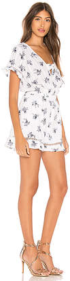 J.o.a. Short Sleeve Romper With Ruffle