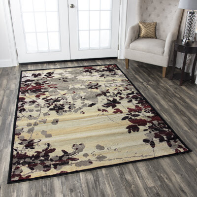 Culver Floral Black/Beige Area Rug