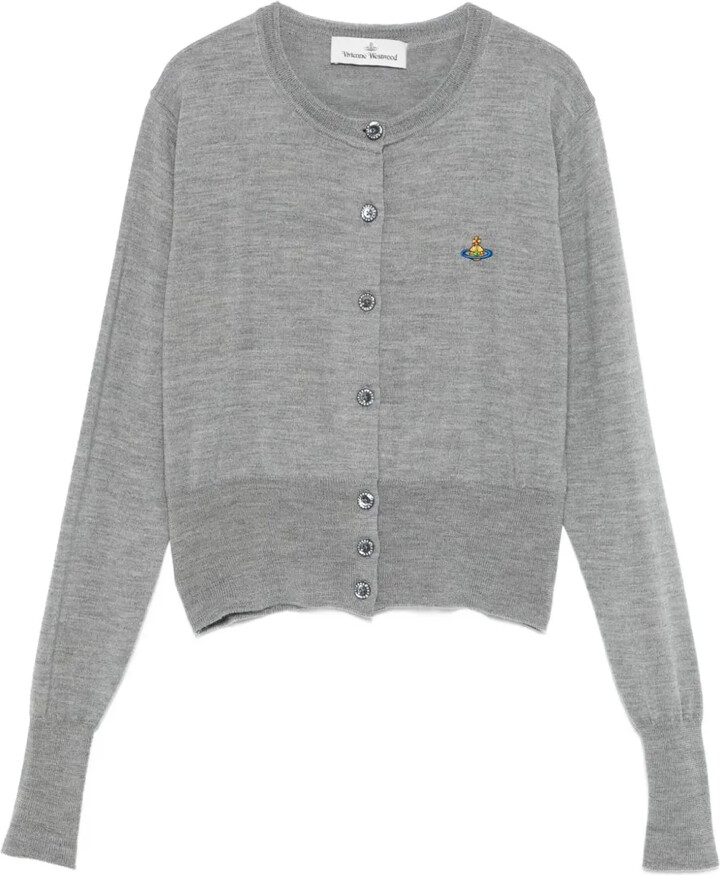 Bea logo-embroidery cardigan