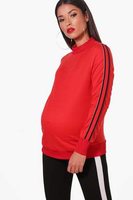 boohoo Maternity Sports Stripe Detail Lounge Top