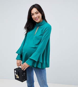 ASOS Maternity Cut Out Neck Flared Sleeve Blouse