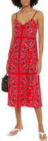 Thumbnail for your product : Alexander Wang Leather-trimmed Paisley-print Silk Crepe De Chine Midi Slip Dress
