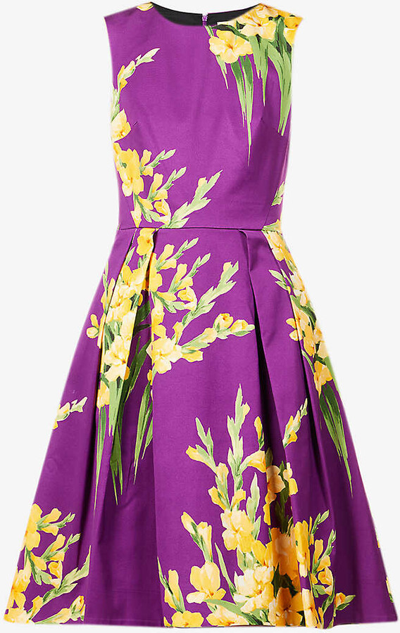 Carolina Herrera Floralprint Aline stretchwoven midi dress ShopStyle