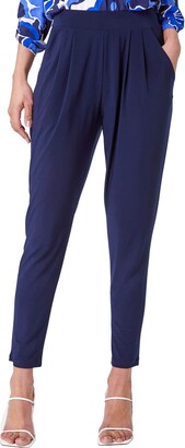 Roman Originals Harem Trousers for Women UK Ladies Aladdin Ali Baba Jersey Stretch Pants Low Crotch Peg Pull On Office Casual Work Interview Tapered Narrow Boho Baggy - Navy - Size 12