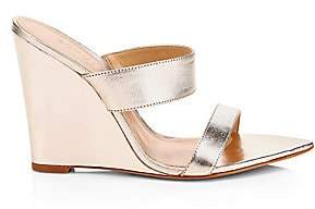 Schutz Women's Soraya Metallic Leather Wedge Sandals