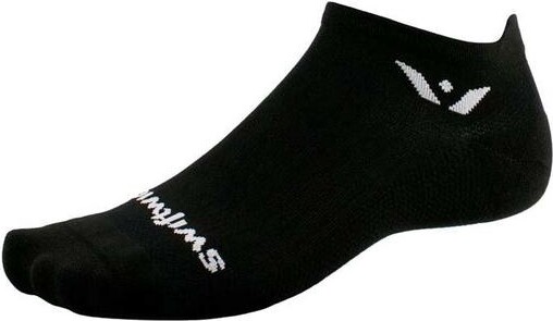 Men's Swiftwick ASPIRE Zero Tab No Show Running Socks Large Black