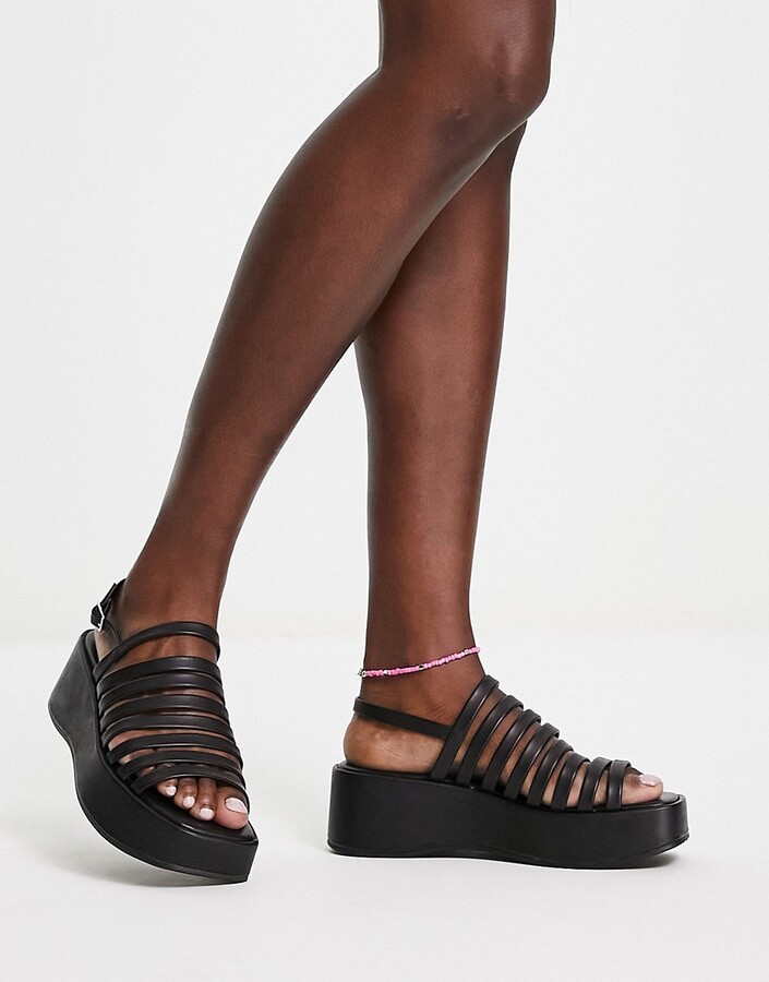 platform chunky black sandals