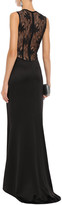 Thumbnail for your product : Safiyaa Corded Lace-paneled Satin-crepe Gown