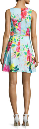 Trina Turk Floral-Print Fit-&-Flare Dress, Multi Colors