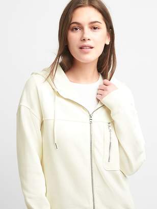 French terry funnel neck zip hoodie