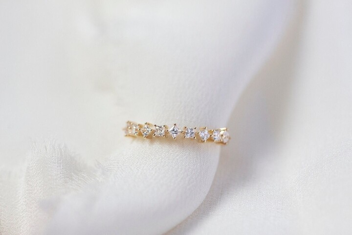 Etsy Bellatrix - 14K Yellow Gold Princess Cut Diamond Half Eternity Ring