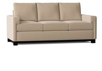 Poshbin Harrison Square Arm Sofa Body Fabric: Klein White, Leg Color: Black, Cushion Fill: Soft Foam, Width: 84 inches