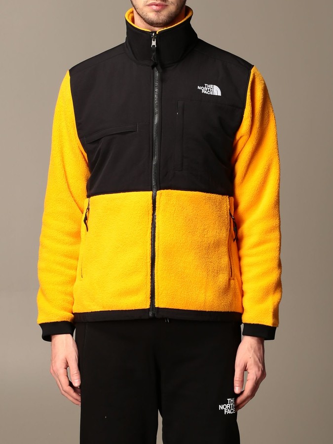 yellow north face sweatshirt