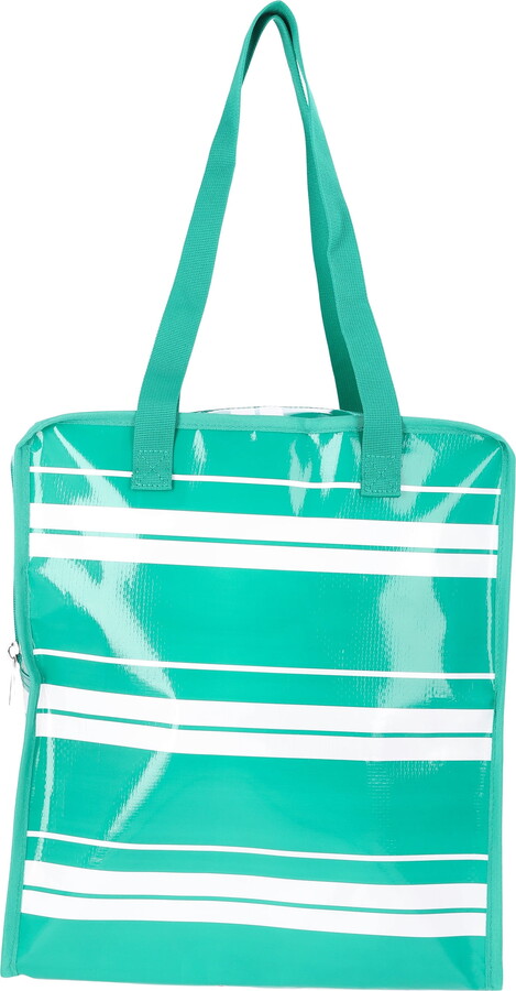Women’s Color Me Summer Reusable Tote Bag, Teal Stripe