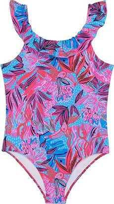 Kinley Child Active Leotard in Turquoise/Pink