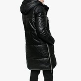 Thumbnail for your product : Oakwood Berry Black Leather Long Line Hooded Coat