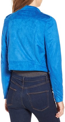 Missguided Crop Faux Suede Moto Jacket