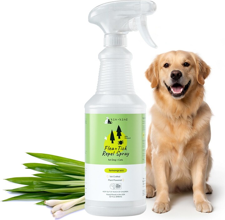 kin+kind Flea+Tick Lemongrass Repel Spray for Dogs & Cats, 32-fl oz bottle