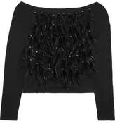 Haute Hippie Feather And Crystal-Embellished Jersey Sweater