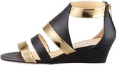 Thumbnail for your product : Jimmy Choo Brook Low-Wedge Matte-Metallic Sandal