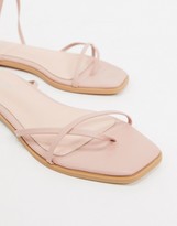 Thumbnail for your product : Raid Wide Fit Martha strappy ankle tie sandals in blush