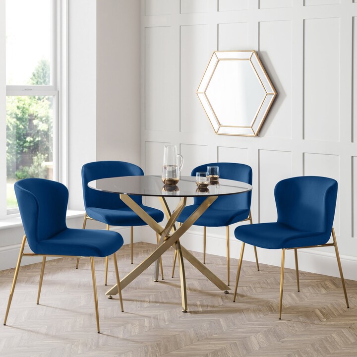 Dunelm Montero Round Glass Dining Set with 4 Harper Chairs Blue ShopStyle
