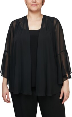 black chiffon jacket plus size