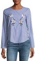 Thumbnail for your product : Brandon Thomas Embroidered Striped Poplin Top