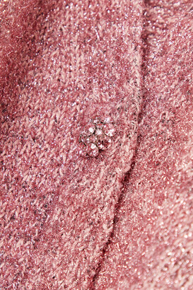 Ganni Crystal-embellished Metallic Knitted Cardigan - Pink