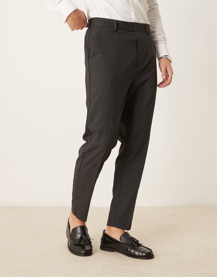 ASOS DESIGN smart tapered fit pants in charcoal