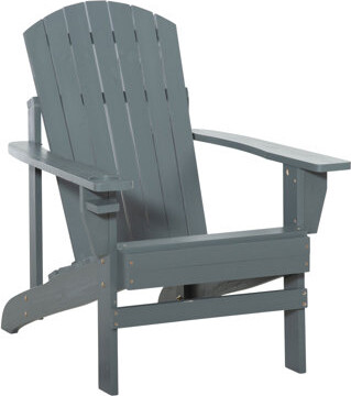Highland Dunes Outsunny Wooden Adirondack Chair, Outdoor Patio Lawn Chair With Cup Holder, Weather Resistant Lawn Furniture, Classic Lounge For Deck, Garden, Backyar