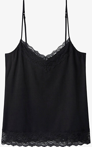 The White Company Womens Black Essential Lace-Trim Modal-Blend Cami Top 14