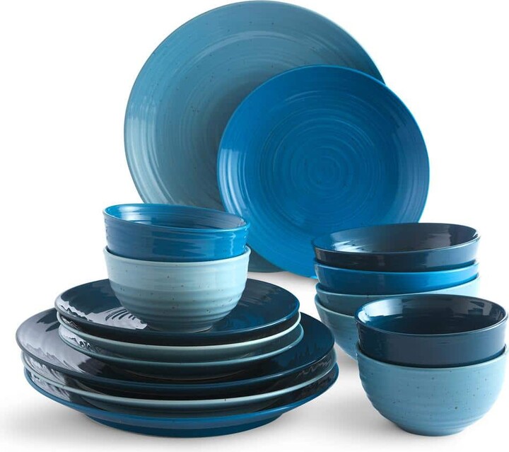 Sango Siterra 16-Piece Casual Ocean Blue Dinnerware Set (Service for 4)