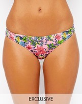 Thumbnail for your product : ASOS FULLER BUST Exclusive Pink Tropical Bird Brazilian Pant